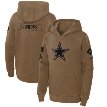 Youth Dallas Cowboys 2023 Brown Salute to Service Pullover Hoodie Youth Dallas Cowboys 2023 Brown Salute to Service Pullover Hoodie