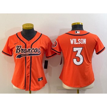 Youth Denver Broncos #3 Russell Wilson Orange With Patch Cool Base Stitched Baseball Jersey Youth Denver Broncos #3 Russell Wilson Orange With Patch Cool Base Stitched Baseball Jersey