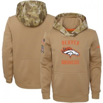 Youth Denver Broncos Khaki 2019 Salute to Service Therma Pullover Hoodie Youth Denver Broncos Khaki 2019 Salute to Service Therma Pullover Hoodie
