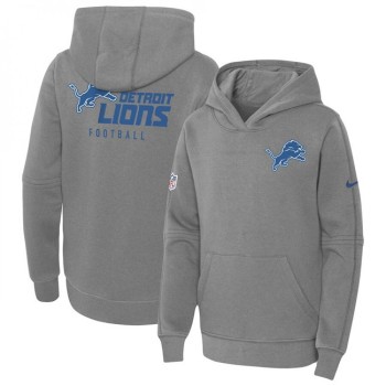 Youth Detroit Lions Grey Sideline Club Fleece Pullover Hoodie Youth Detroit Lions Grey Sideline Club Fleece Pullover Hoodie