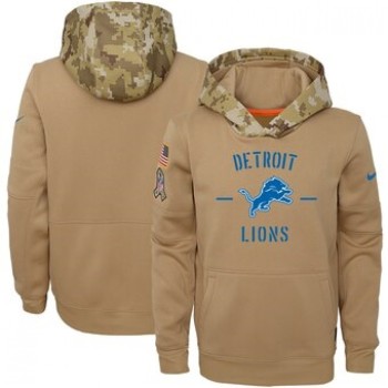Youth Detroit Lions Khaki 2019 Salute to Service Therma Pullover Hoodie Youth Detroit Lions Khaki 2019 Salute to Service Therma Pullover Hoodie