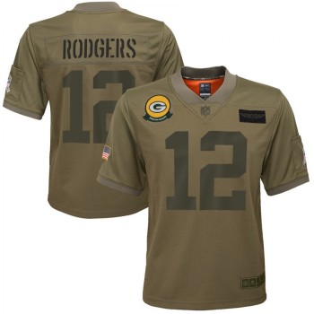 Youth Green Bay Packers #12 Aaron Rodgers 2019 Camo Salute To Service Stitched NFL Jersey Youth Green Bay Packers #12 Aaron Rodgers 2019 Camo Salute To Service Stitched NFL Jersey