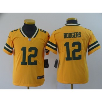 Youth Green Bay Packers #12 Aaron Rodgers Gold Inverted Legend Stitched NFL Jersey Youth Green Bay Packers #12 Aaron Rodgers Gold Inverted Legend Stitched NFL Jersey