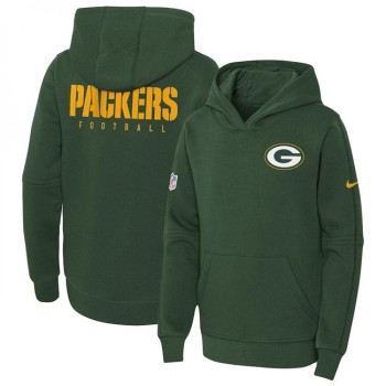Youth Green Bay Packers Green Sideline Club Fleece Pullover Hoodie Youth Green Bay Packers Green Sideline Club Fleece Pullover Hoodie