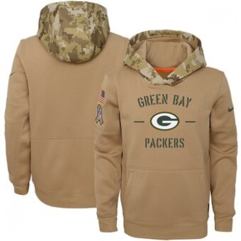Youth Green Bay Packers Khaki 2019 Salute to Service Therma Pullover Hoodie Youth Green Bay Packers Khaki 2019 Salute to Service Therma Pullover Hoodie