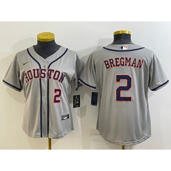 Youth Houston Astros #2 Alex Bregman Gray Cool Base Stitched Jersey
