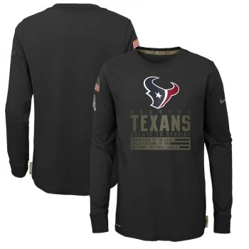 Youth Houston Texans 2020 Black Salute To Service Sideline Performance Long Sleeve T-Shirt Youth Houston Texans 2020 Black Salute To Service Sideline Performance Long Sleeve T-Shirt