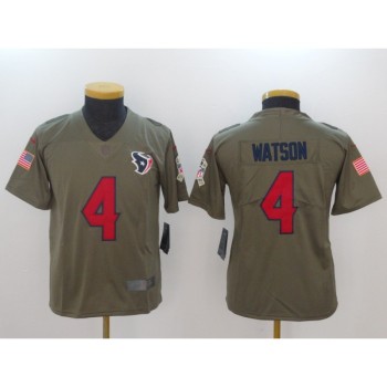Youth Houston Texans #4 Deshaun Watson Olive Salute To Service Limited Stitched NFL Jersey Youth Houston Texans #4 Deshaun Watson Olive Salute To Service Limited Stitched NFL Jersey
