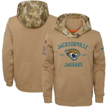 Youth Jacksonville Jaguars Khaki 2019 Salute to Service Therma Pullover Hoodie Youth Jacksonville Jaguars Khaki 2019 Salute to Service Therma Pullover Hoodie