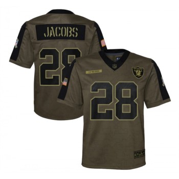 Youth Las Vegas Raiders #28 Josh Jacobs 2021 Olive Salute To Service Limited Stitched Jersey Youth Las Vegas Raiders #28 Josh Jacobs 2021 Olive Salute To Service Limited Stitched Jersey