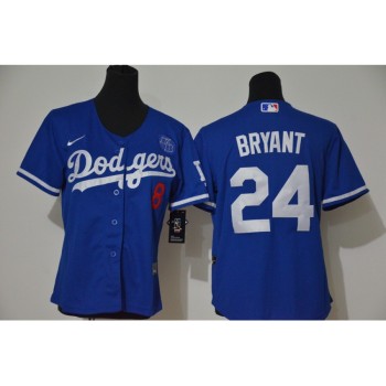 Youth Los Angeles Dodgers Front #8 Back #24 Kobe Bryant Blue With KB Patch Cool Base Stitched MLB Jersey