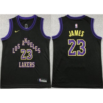 Youth Los Angeles Lakers #23 LeBron James Black City Edition Stitched Basketball Jersey Youth Los Angeles Lakers #23 LeBron James Black City Edition Stitched Basketball Jersey