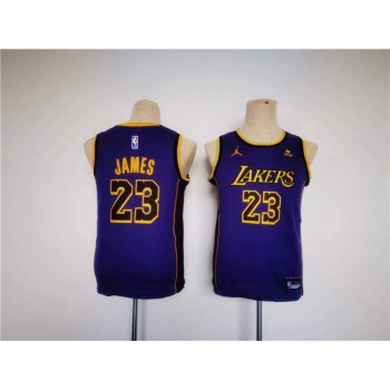 Youth Los Angeles Lakers #23 LeBron James Purple Stitched Basketball Jersey Youth Los Angeles Lakers #23 LeBron James Purple Stitched Basketball Jersey