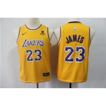 Youth Los Angeles Lakers #23 LeBron James Yellow Stitched Basketball Jersey Youth Los Angeles Lakers #23 LeBron James Yellow Stitched Basketball Jersey