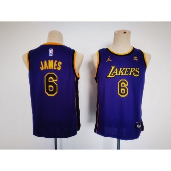 Youth Los Angeles Lakers #6 LeBron James Purple Stitched Basketball Jersey Youth Los Angeles Lakers #6 LeBron James Purple Stitched Basketball Jersey