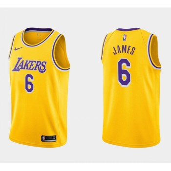 Youth Los Angeles Lakers #6 LeBron James Yellow Stitched Basketball Jersey Youth Los Angeles Lakers #6 LeBron James Yellow Stitched Basketball Jersey