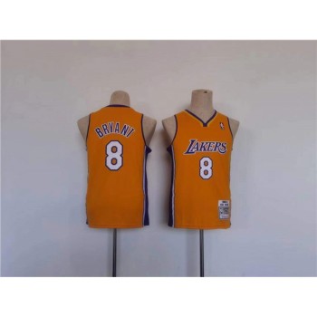 Youth Los Angeles Lakers #8 Kobe Bryant Yellow Stitched Basketball Jersey Youth Los Angeles Lakers #8 Kobe Bryant Yellow Stitched Basketball Jersey