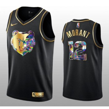 Youth Memphis Grizzlies #12 Ja Morant 2021/22 Black Golden Edition 75th Anniversary Diamond Logo Stitched Basketball Jersey Youth Memphis Grizzlies #12 Ja Morant 2021/22 Black Golden Edition 75th Anniversary Diamond Logo Stitched Basketball Jersey