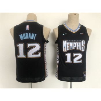 Youth Memphis Grizzlies #12 Ja Morant Black 2022/23 City Edition Stitched Basketball Jersey Youth Memphis Grizzlies #12 Ja Morant Black 2022/23 City Edition Stitched Basketball Jersey