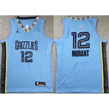 Youth Memphis Grizzlies #12 Ja Morant Blue Stitched Basketball Jersey Youth Memphis Grizzlies #12 Ja Morant Blue Stitched Basketball Jersey