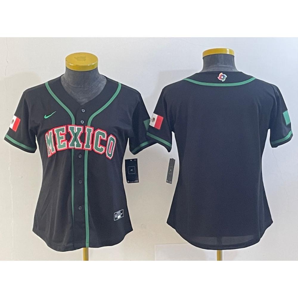 Youth Mexico Baseball Blank 2023 Black World Baseball Classic Stitched Jersey