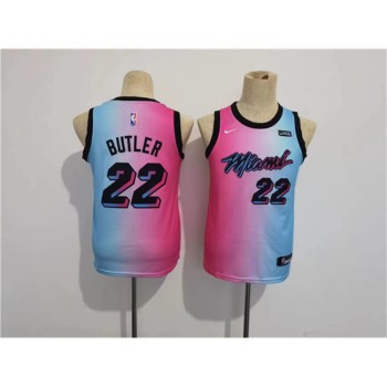 Youth Miami Heat #22 Jimmy Butler Blue/Pink City Edition Stitched Jersey Youth Miami Heat #22 Jimmy Butler Blue/Pink City Edition Stitched Jersey