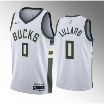 Youth Milwaukee Bucks #0 Damian Lillard White Stitched Basketball Jersey Youth Milwaukee Bucks #0 Damian Lillard White Stitched Basketball Jersey