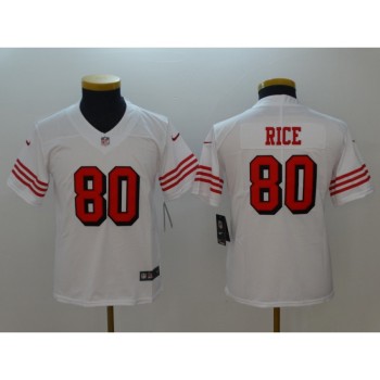 Youth NFL San Francisco 49ers #80 Jerry Rice White Vapor Untouchable Limited Stitched Jersey Youth NFL San Francisco 49ers #80 Jerry Rice White Vapor Untouchable Limited Stitched Jersey