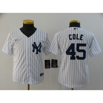 Youth New York Yankees #45 Gerrit Cole White Cool Base Stitched MLB Jersey Youth New York Yankees #45 Gerrit Cole White Cool Base Stitched MLB Jersey