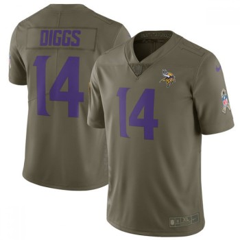 Youth Minnesota Vikings #14 Stefon Diggs Olive Salute To Service Limited Stitched NFL Jersey