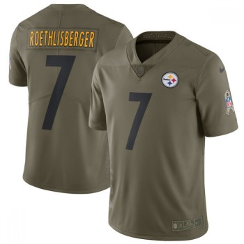 Youth Pittsburgh Steelers #7 Ben Roethlisberger Olive Salute To Service Limited Stitched NFL Jersey