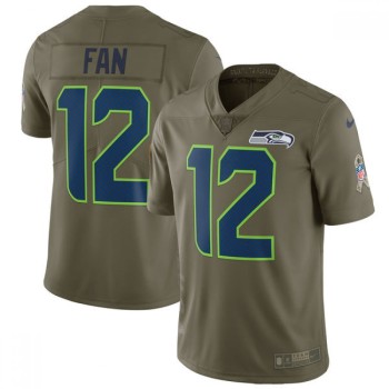 Youth Seattle Seahawks #12 Fan Olive Salute To Service Limited Stitched NFL Jersey