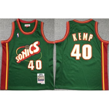 Youth Oklahoma City Thunder #40 Shawn Kemp Green Stitched Basketball Jersey