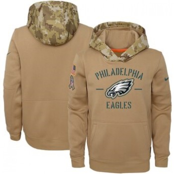 Youth Philadelphia Eagles Khaki 2019 Salute to Service Therma Pullover Hoodie Youth Philadelphia Eagles Khaki 2019 Salute to Service Therma Pullover Hoodie