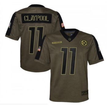 Youth Pittsburgh Steelers #11 Chase Claypool 2021 Olive Salute To Service Limited Stitched Jersey Youth Pittsburgh Steelers #11 Chase Claypool 2021 Olive Salute To Service Limited Stitched Jersey