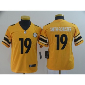 Youth Pittsburgh Steelers #19 JuJu Smith-Schuster 2019 Gold Inverted Legend Stitched NFL Jersey Youth Pittsburgh Steelers #19 JuJu Smith-Schuster 2019 Gold Inverted Legend Stitched NFL Jersey