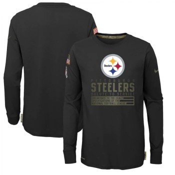 Youth Pittsburgh Steelers 2020 Black Salute To Service Sideline Performance Long Sleeve T-Shirt Youth Pittsburgh Steelers 2020 Black Salute To Service Sideline Performance Long Sleeve T-Shirt