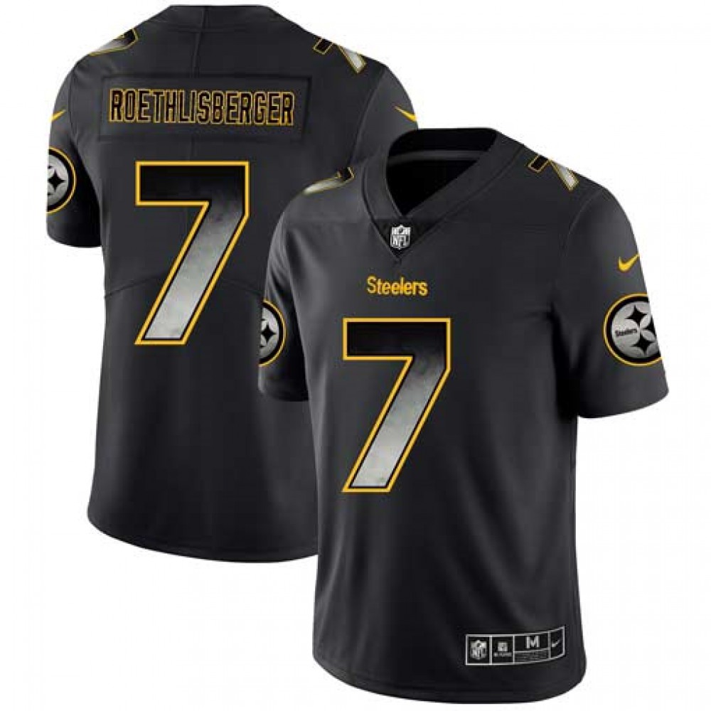 Youth Pittsburgh Steelers #7 Ben Roethlisberger Black Smoke Fashion Limited Stitched NFL Jersey