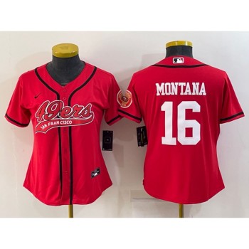 Youth San Francisco 49ers #16 Joe Montana Red With Patch Cool Base Stitched Baseball Jersey Youth San Francisco 49ers #16 Joe Montana Red With Patch Cool Base Stitched Baseball Jersey