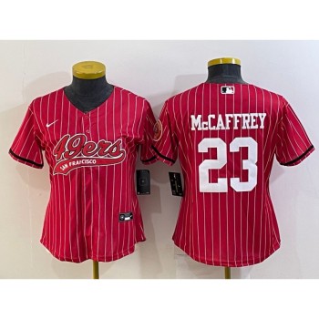Youth San Francisco 49ers #23 Christian McCaffrey Red With Patch Cool Base Stitched Baseball Jersey Youth San Francisco 49ers #23 Christian McCaffrey Red With Patch Cool Base Stitched Baseball Jersey