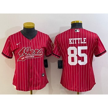 Youth San Francisco 49ers #85 George Kittle Red With Patch Cool Base Stitched Baseball Jersey Youth San Francisco 49ers #85 George Kittle Red With Patch Cool Base Stitched Baseball Jersey