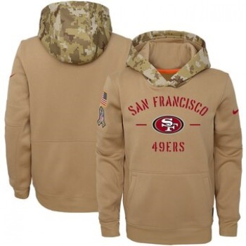 Youth San Francisco 49ers Khaki 2019 Salute to Service Therma Pullover Hoodie Youth San Francisco 49ers Khaki 2019 Salute to Service Therma Pullover Hoodie