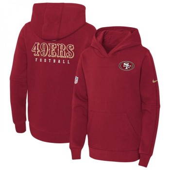 Youth San Francisco 49ers Red Sideline Club Fleece Pullover Hoodie Youth San Francisco 49ers Red Sideline Club Fleece Pullover Hoodie