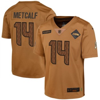 Youth Seattle Seahawks #14 DK Metcalf 2023 Brown Salute To Service Limited Stitched Football Jersey Youth Seattle Seahawks #14 DK Metcalf 2023 Brown Salute To Service Limited Stitched Football Jersey