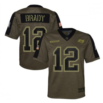 Youth Tampa Bay Buccaneers #12 Tom Brady 2021 Olive Salute To Service Limited Stitched Jersey Youth Tampa Bay Buccaneers #12 Tom Brady 2021 Olive Salute To Service Limited Stitched Jersey