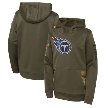 Youth Tennessee Titans 2022 Olive Salute to Service Therma Performance Pullover Hoodie Youth Tennessee Titans 2022 Olive Salute to Service Therma Performance Pullover Hoodie