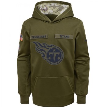 Youth Tennessee Titans Olive Salute to Service Pullover Performance NFL Hoodie Youth Tennessee Titans Olive Salute to Service Pullover Performance NFL Hoodie