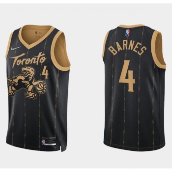 Youth Toronto Raptors #4 Scottie Barnes 2021/22 Black City Edition 75th Anniversary Swingman Stitched Basketball Jersey Youth Toronto Raptors #4 Scottie Barnes 2021/22 Black City Edition 75th Anniversary Swingman Stitched Basketball Jersey