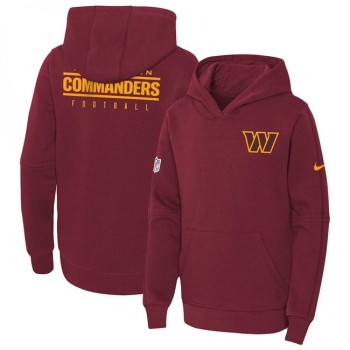 Youth Washington Commanders Burgundy Sideline Club Fleece Pullover Hoodie Youth Washington Commanders Burgundy Sideline Club Fleece Pullover Hoodie