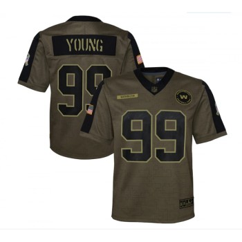 Youth Washington Football Team #99 Chase Young 2021 Olive Salute To Service Limited Stitched Jersey Youth Washington Football Team #99 Chase Young 2021 Olive Salute To Service Limited Stitched Jersey